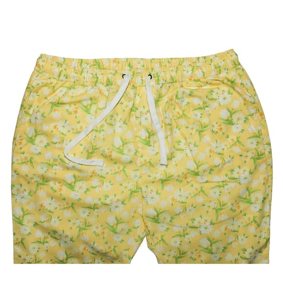 Mens Pants Joggers Yellow Green Floral Drawstring Loose Harem Casual Beach XL - Picture 4 of 6